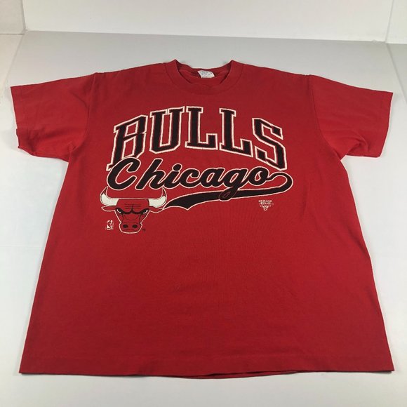 VTG 90s Chicago Bulls Shirt Adult Extra Large Red Big Logo Single Stitch Tee - Picture 1 of 16